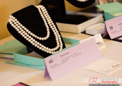 Tuxedo Cat Ball - Silent Auction Item - Pearl Necklace on Display