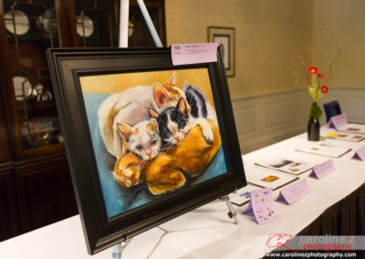 Tuxedo Cat Ball 2018 - Silent Auction Item - Painting of Four Cats on Easel