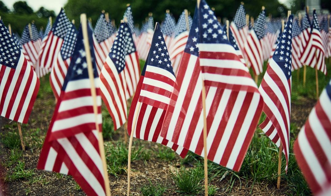 Small American Flags Honoring Memorial Day