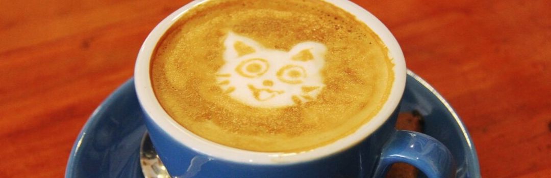 Foam Art of Smiling Cat in Coffee Cup